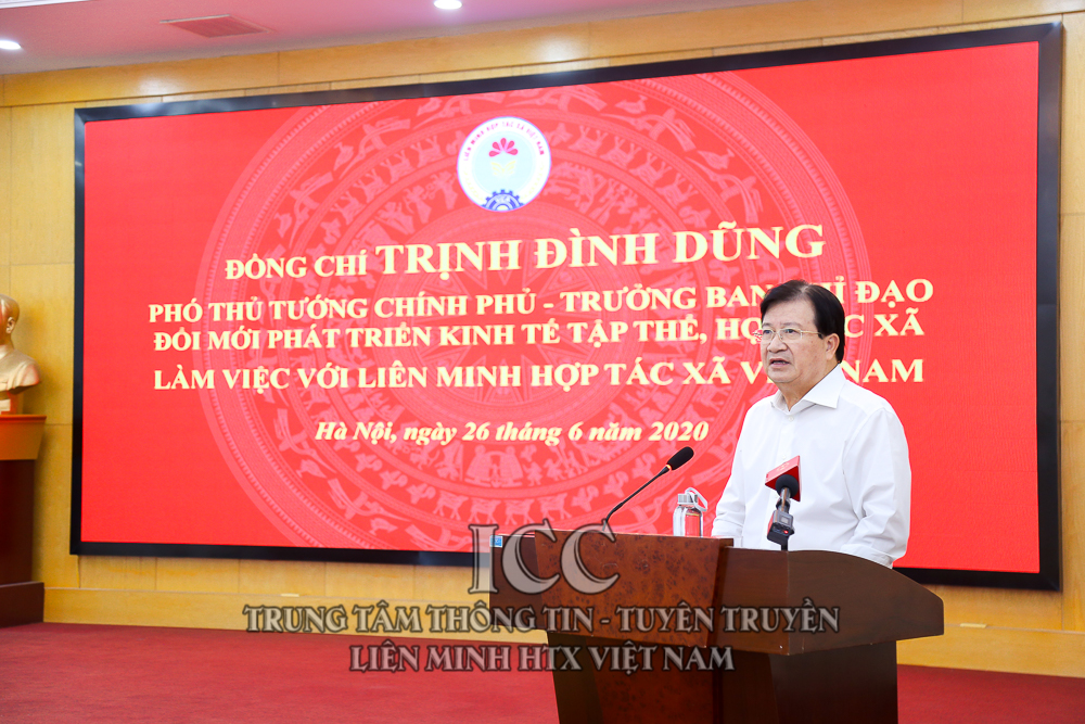 Phó Thủ tướng Trịnh Đình Dũng làm việc với Liên Minh Hợp Tác xã Việt Nam về Kinh tế tập thể, Hợp tác xã